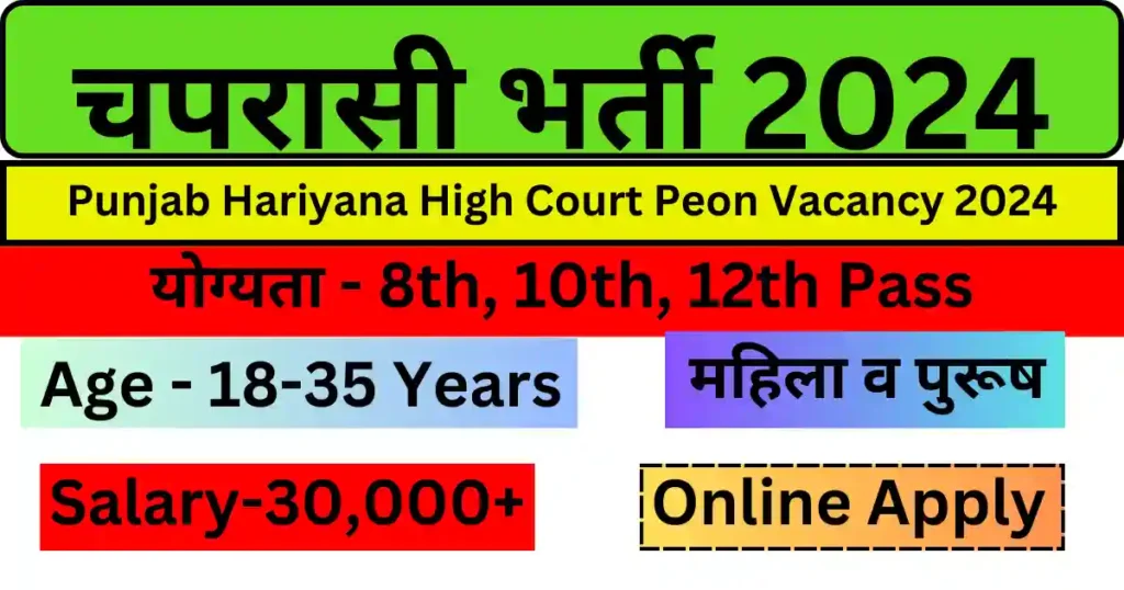 Punjab-Hariyana-High-Court-Peon-Vacancy-2024 | चंडीगढ़ हाई कोर्ट ने चपरासी भर्ती